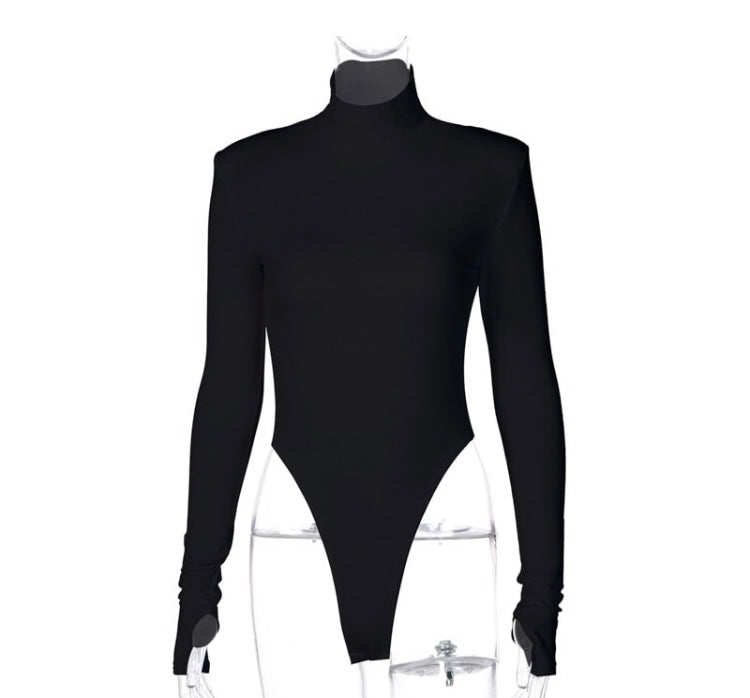 (Custom Product) Black long sleeve turtleneck bodysuit